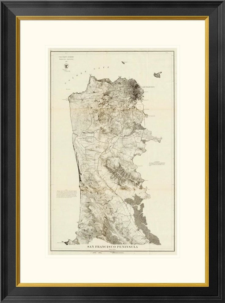 "San Francisco Peninsula, 1869"  by United States Coast Survey, 24x32"