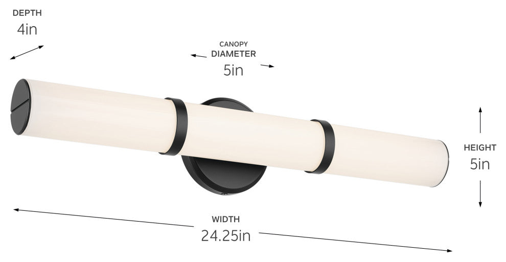 24.25" Bath Bar Medium LED With White Glass