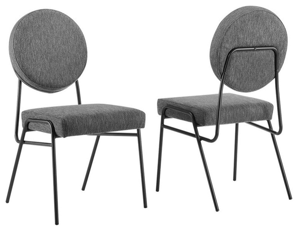 Modway Craft 18.5" Upholstered Fabric Dining Side Chair in Charcoal (Set of 2)