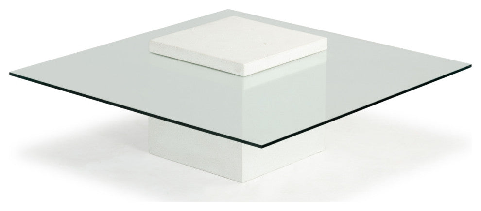 Safavieh Couture Sophibeth Concrete Coffee Table, Ivory/Clear