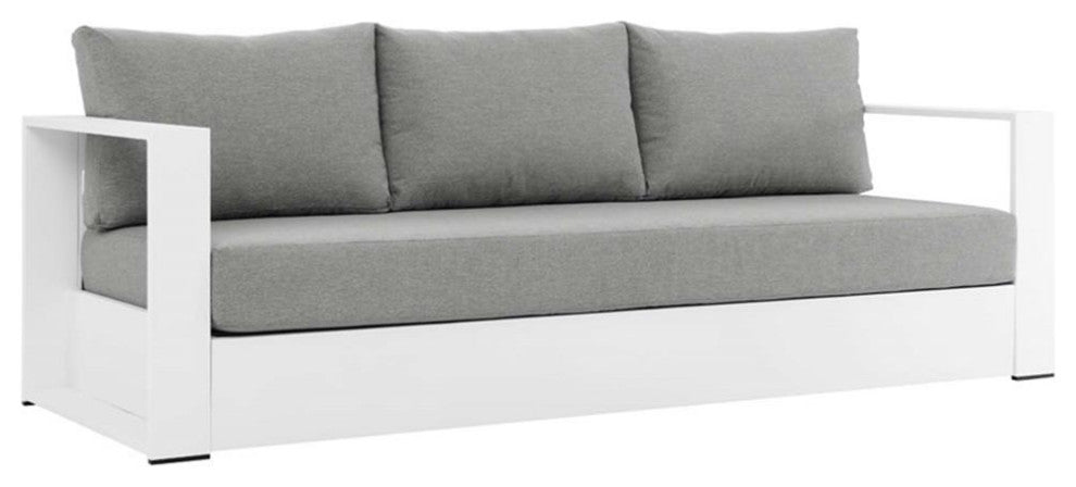Tahoe Outdoor Patio Powder-Coated Aluminum 4-Piece Set, White Gray