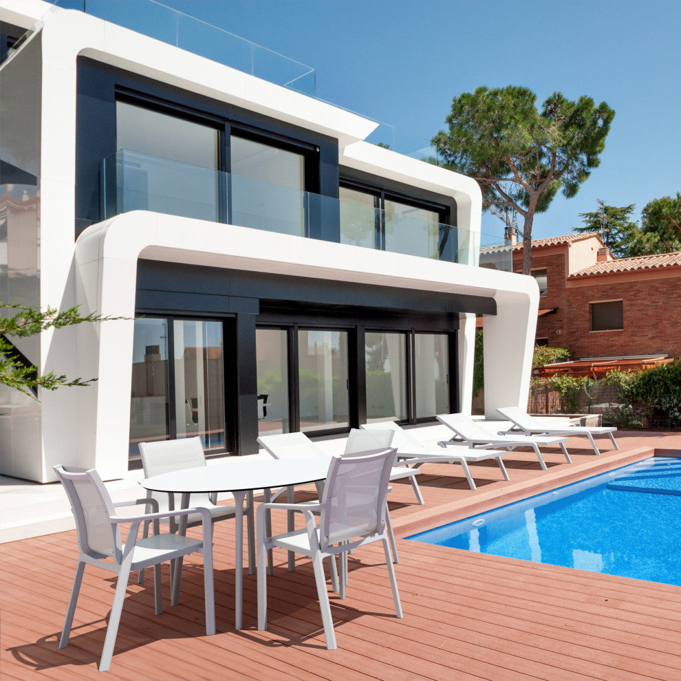 Pacific Sling Arm Chair, Set of 2, White Frame/White Sling