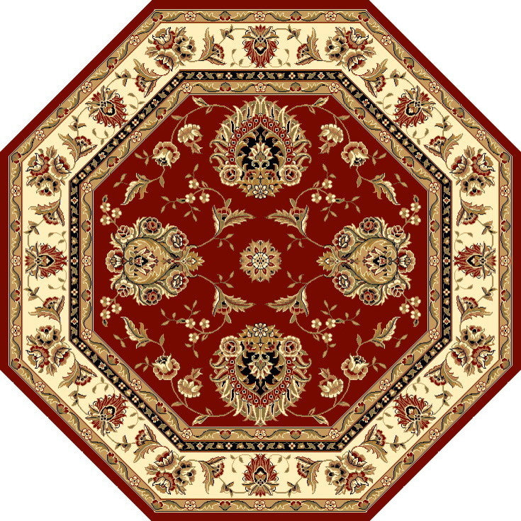 Cambridge 7340 Red, Ivory Floral Mahal, 7'7" Octagon