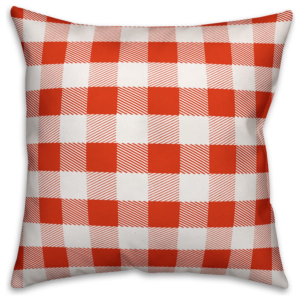 Red Buffalo Check Plaid Outdoor Throw Pillow, 16"x16"