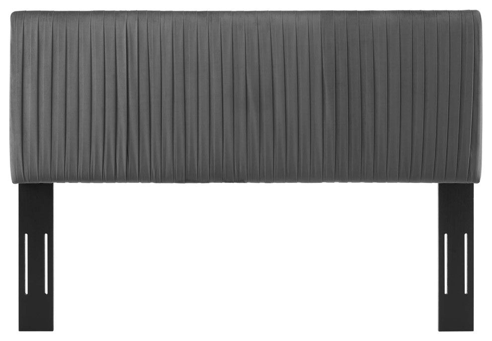 Tufted Headboard, Full Queen Size, Velvet, Dark Gray, Modern Contemporary