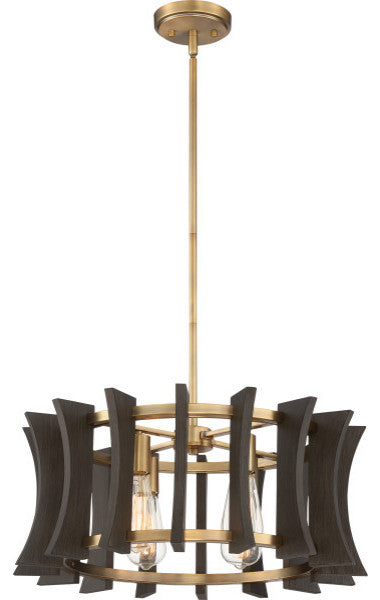 Quoizel QOP5196AB Four Light Pendant, Aged Brass Finish