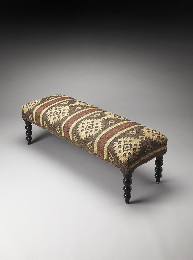 Wool Jute Upholstered Bench