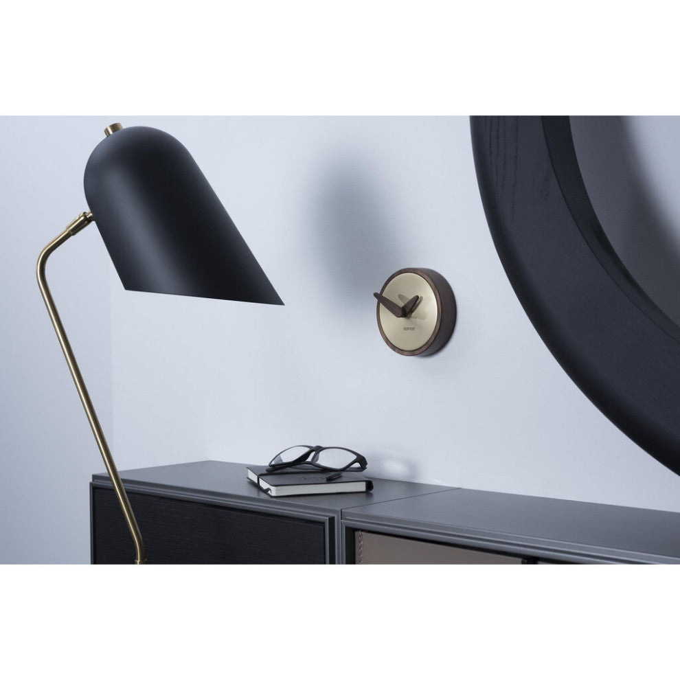 Nomon Atomo Wall G Clock | Gold Brass with Walnut Hands