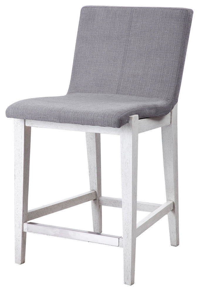 Elegant Charcoal Gray Counter Bar Stool Minimalist Silver White Cushioned Back