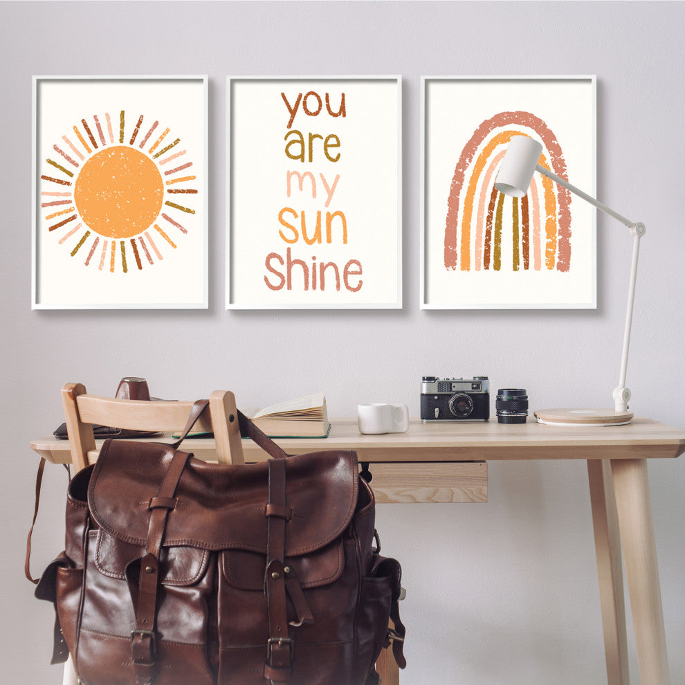 My Sunshine Rainbow Kids Inspirational Saying Text Design, 3pc, each 24 x 30