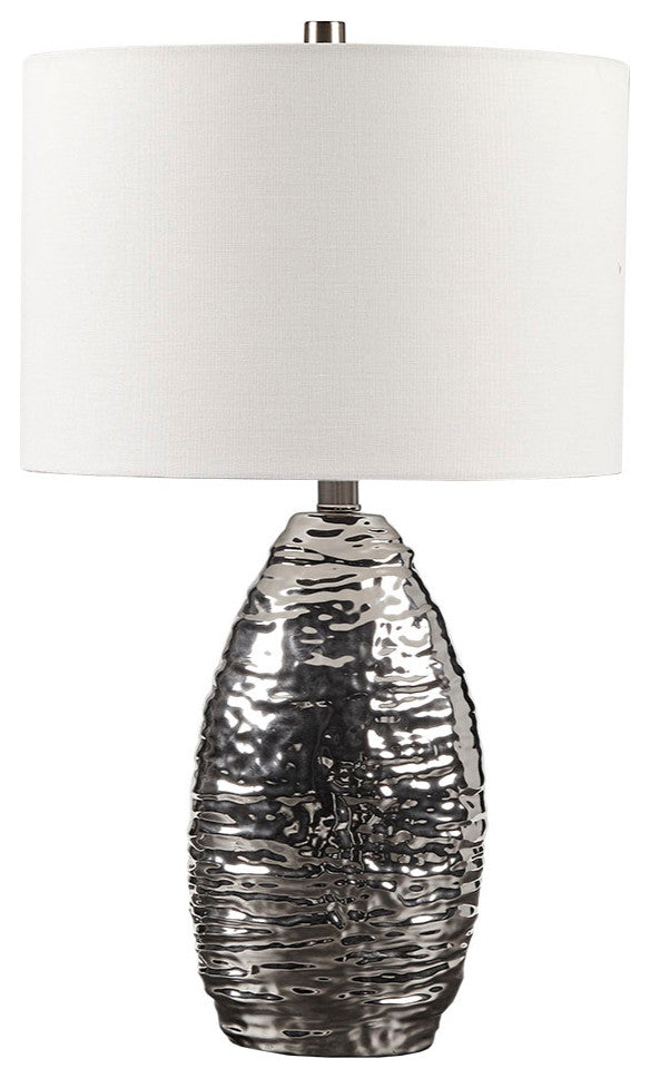 Hampton Hill Livy Ceramic Textured Silver Base Table Lamp