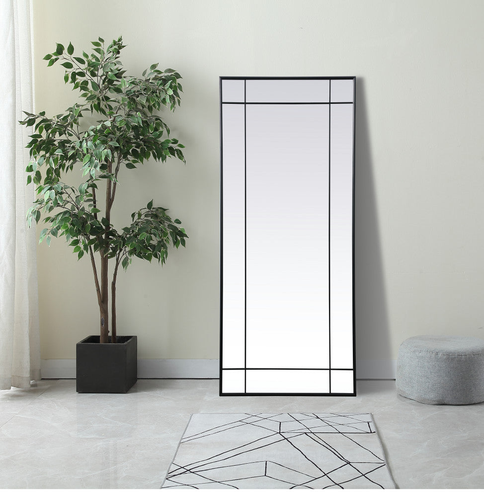 French Panel Full Length Mirror 30x70", Black