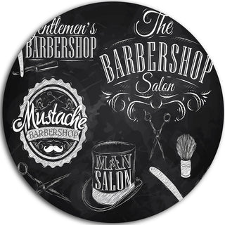 Set Barbershop, Digital Art Round Wall Art, 23"