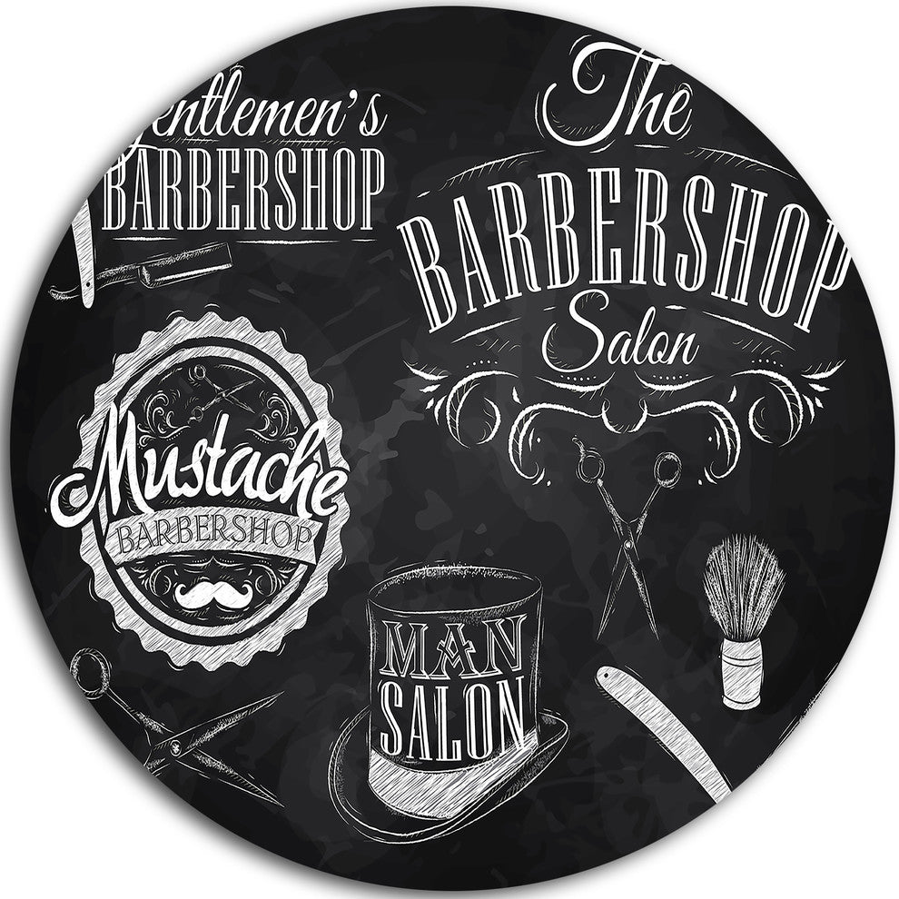 Set Barbershop, Digital Art Round Wall Art, 23"