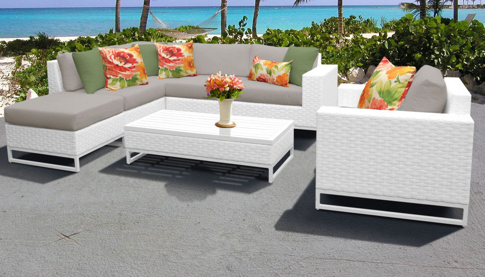 Miami 7 Piece Outdoor Wicker Patio Furniture Set 07f