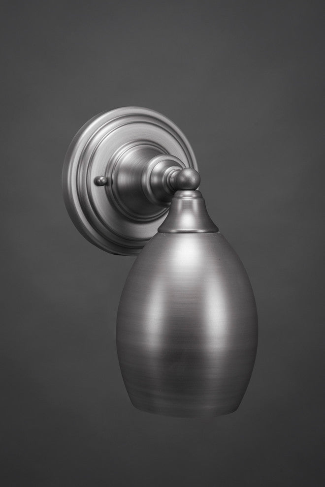 1-Light Wall Sconce, Brushed Nickel/Brushed Nickel Oval Metal Shade