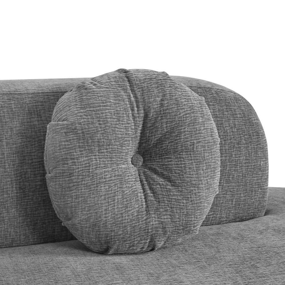 GDF Studio 122" Extra Large Curved Fabric Sectional Sofa, Gray