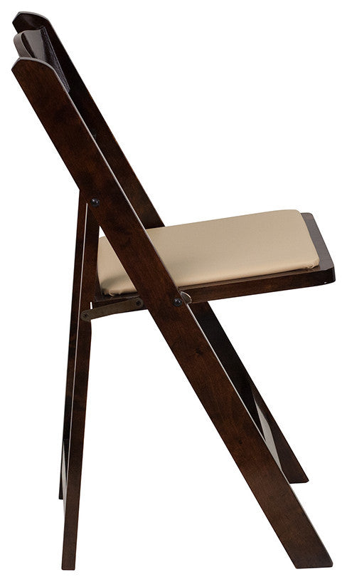 Hercules Series Fruitwood Wood Folding Chair With Vinyl Padded Seat