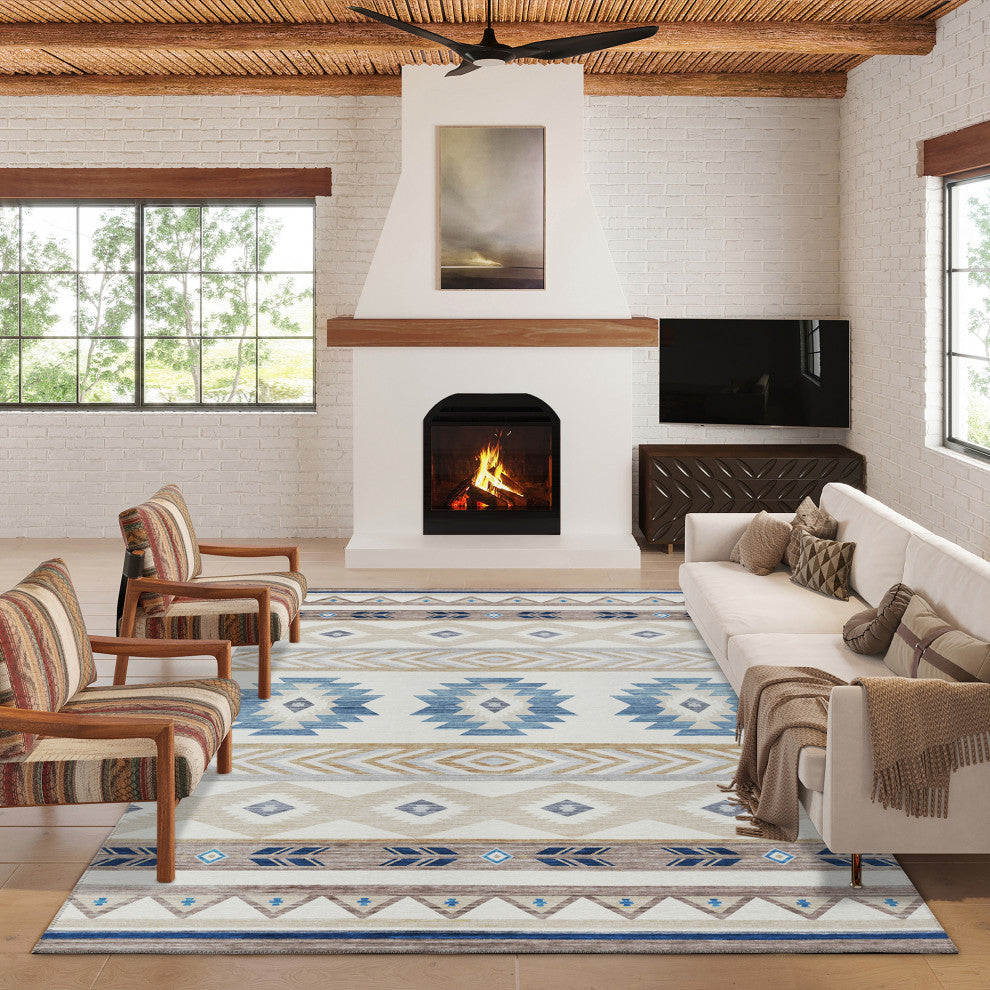 Indoor/Outdoor Phoenix PH3 Ivory Machine Washable 9' x 12' Rug