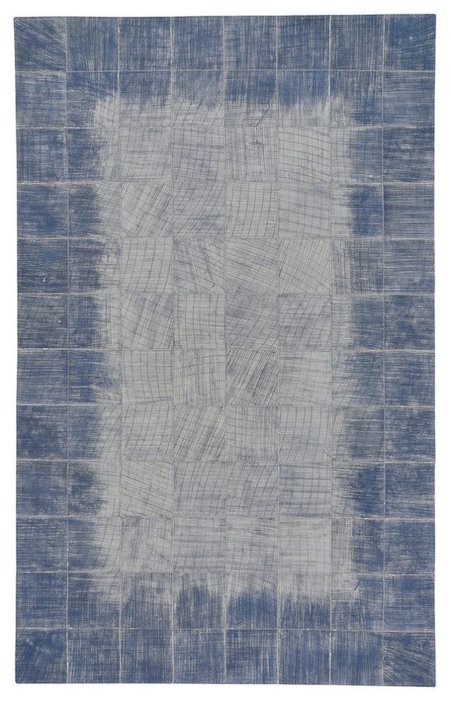 Capel Butte-Brushed Blocks Carolina Blue 3675_400 Flat Woven Rugs - 5' X 8' Rect