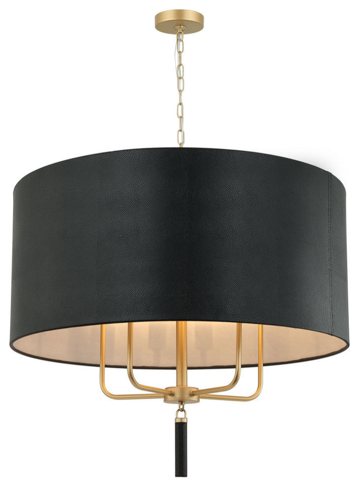 Secret Agent 5-Lt Pendant - Painted Gold/Black Leather