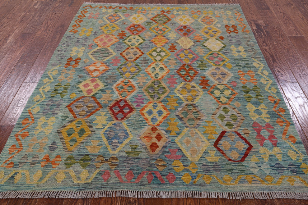 Reversible Kilim Flat Weave Rug 6' 3" X 8' 4" Q8295