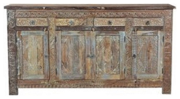 Reclaimed Wood Sideboard with 4 Drawers 4 Doors