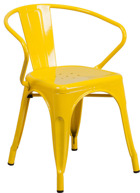 Yellow Metal Indoor-Outdoor Chair With Arms