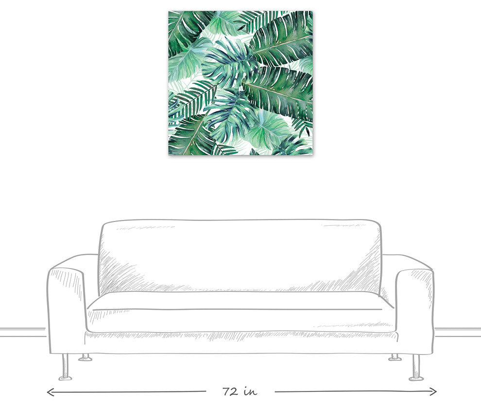 Green Palm Leaves 30x30 Canvas Wall Art