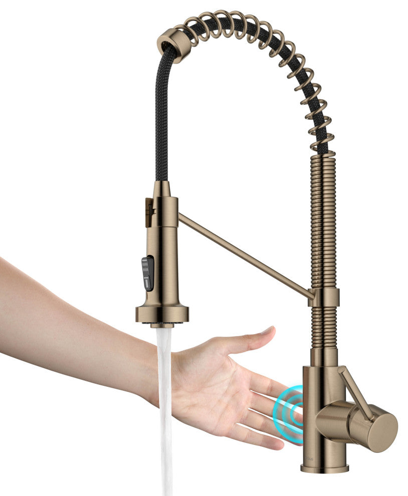 Bolden Commercial Style 2-Function Pull-Down 1-Handle 1-Hole Kitchen Faucet, Spot Free Antique Champagne Bronze (Sensor Touchless)