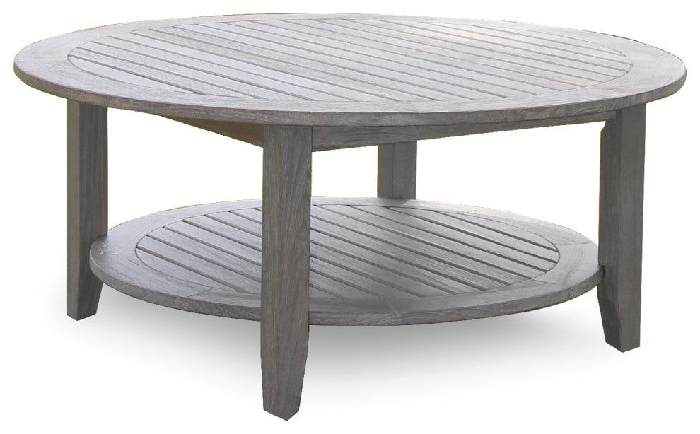 Richmond Weathered Teak Wood Outdoor Round Coffee Table