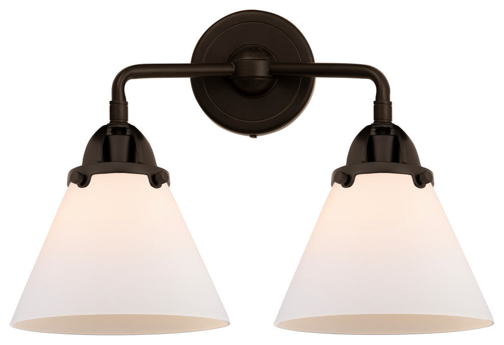 Large Cone Bath Vanity Light, Oil Rubbed Bronze, Matte White, Matte White