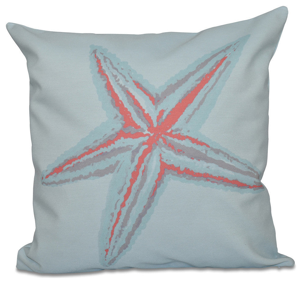 Polyester Decorative Outdoor Pillow, Starfish, 18"x18"