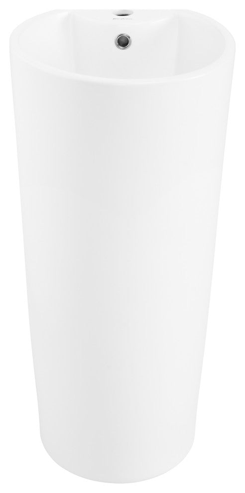 Monaco Circular Basin Pedestal Sink, Matte White