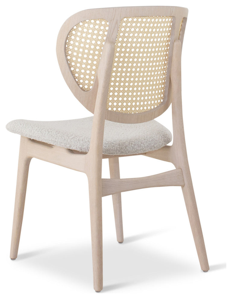 Modern Brazilian, Joelma, Cane Side Chair, Nevoa/Natural/Crafted Glaze