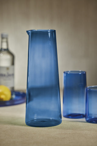 Lorient Glass Pitcher, Light Cobalt Blue