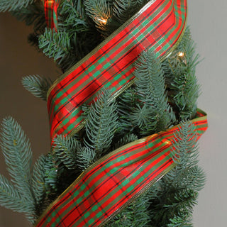 Red & Green Stripe Wired Christmas Craft Ribbon