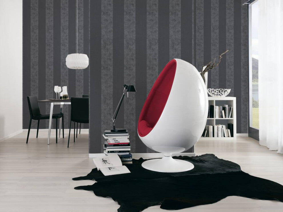 Modern Textured Wallpaper Brush Effect and Stripes, Brown White Gray, Sample