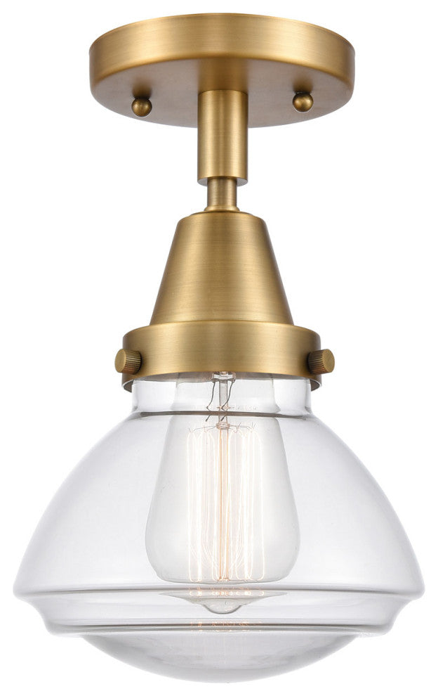 Innovations 447-1C-BB-G322 Olean 1 Light 6.75" Flush Mount, Brushed Brass