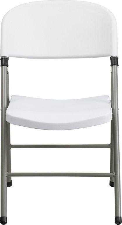 HERCULES Series 330 lb. Capacity White Plastic Folding Chair With Gray Frame