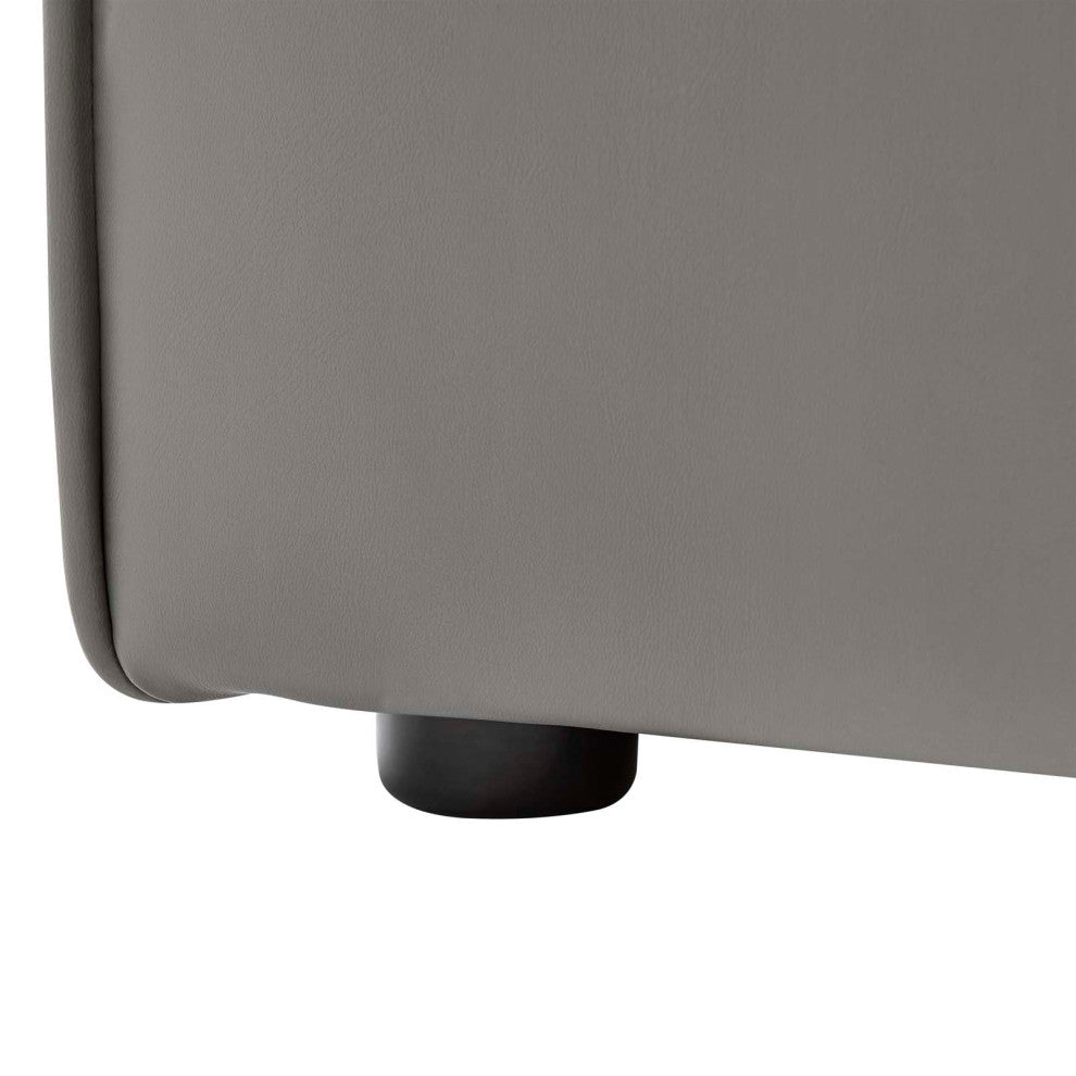 Sofa Middle Chair, Faux Vegan Leather, Gray, Modern, Lounge Hospitality