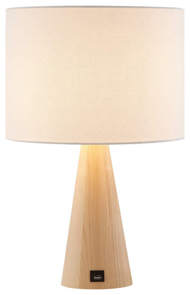 Inspired Home Ileana Table Lamp, USB Charger, White