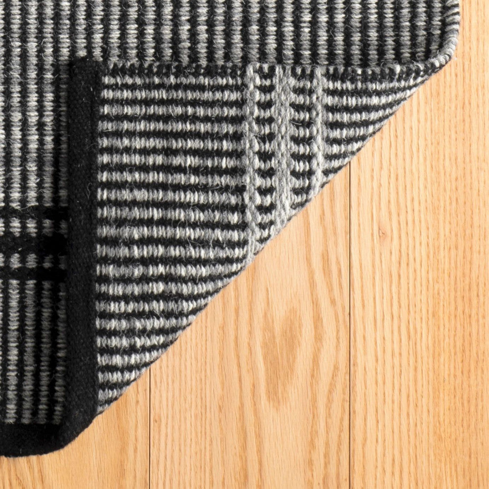Dash & Albert Malta Black Handwoven Wool Rug, Grey, 3' x 5'
