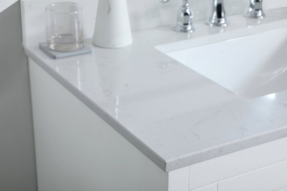 Mia 36" Single Bathroom Vanity, White With Backsplash