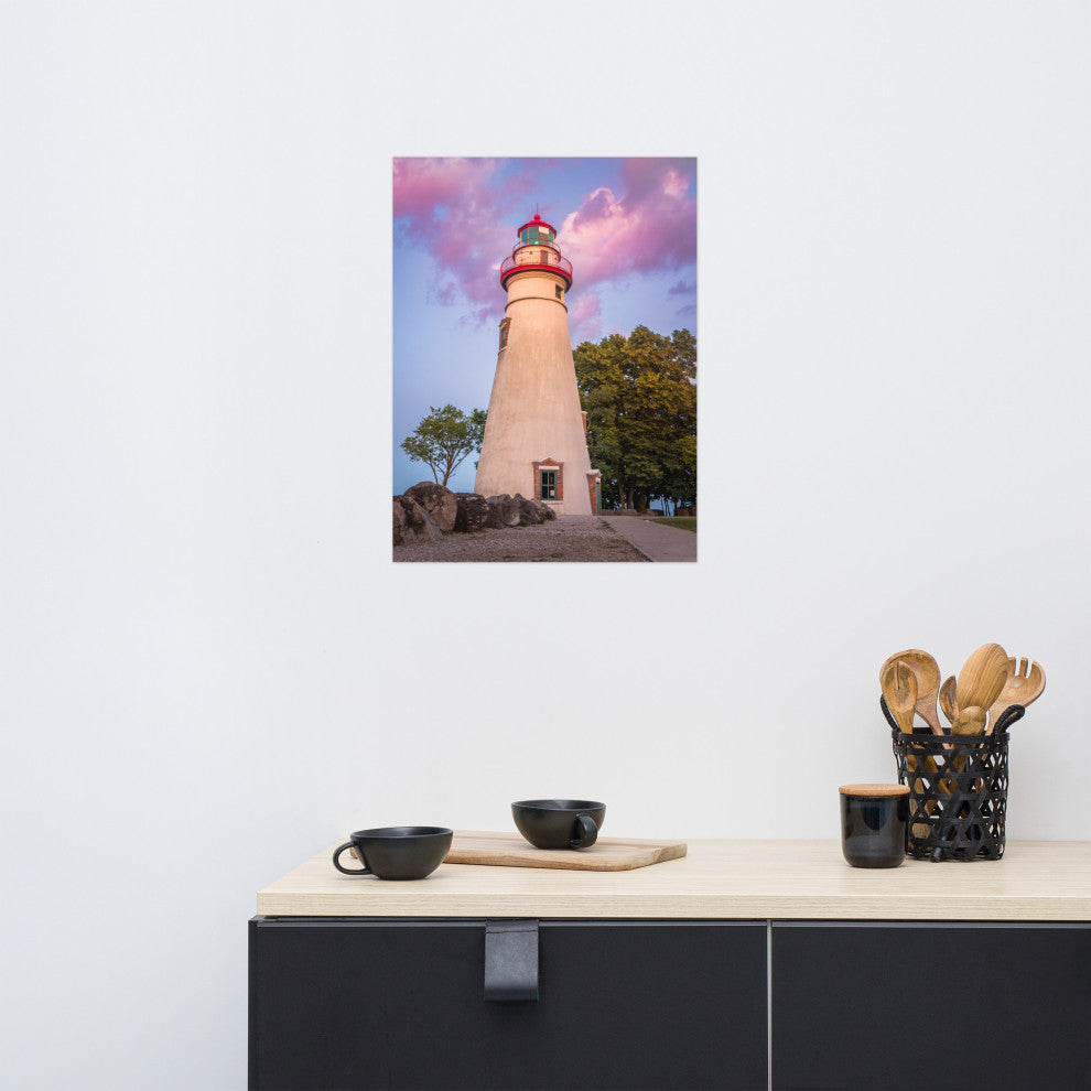 Marblehead Lighthouse at Sunset Coastal Landscape Unframed Wall Art Prints, 18" X 24"