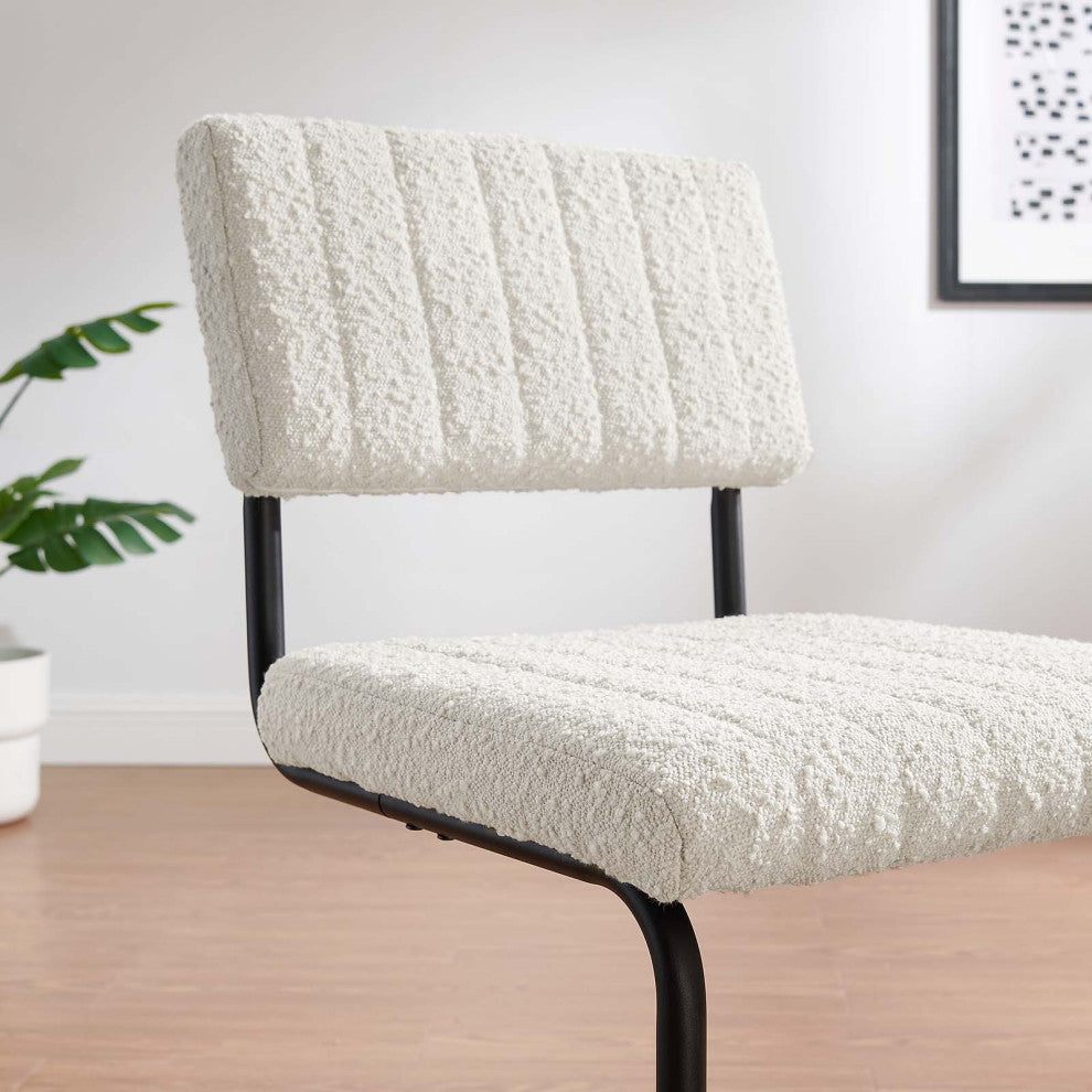 Parity Boucle Dining Side Chairs, Set of 2, Black Ivory