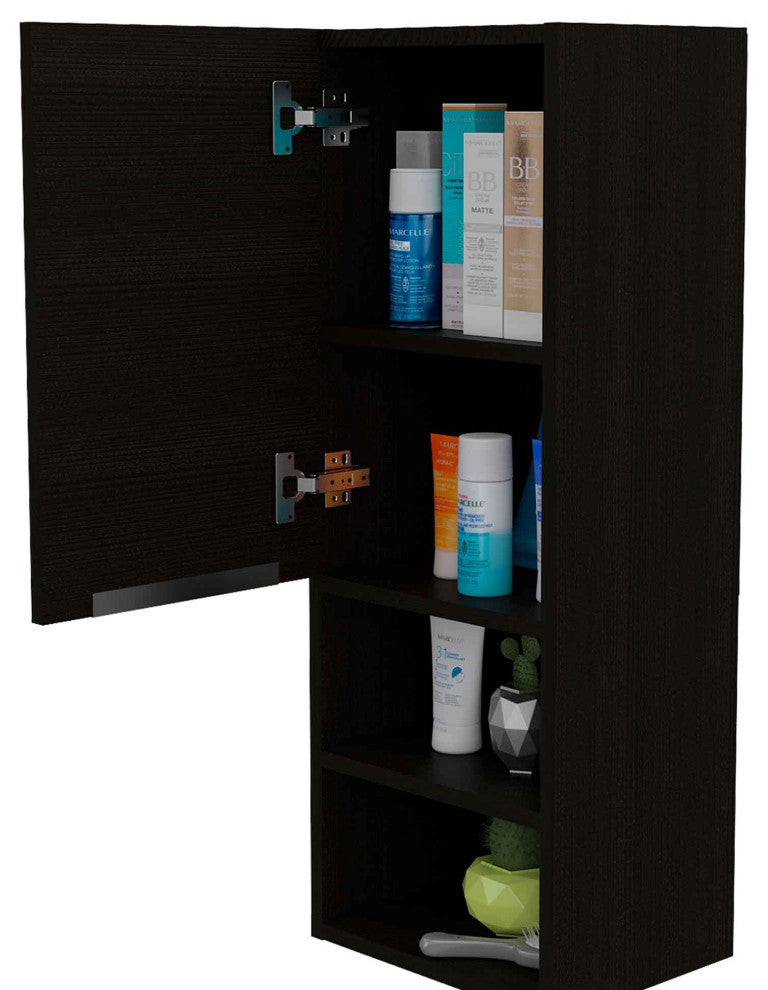 Milwaukee Medicine Cabinet with 2 Open Shelves, and 2 Inner Shelves, Black