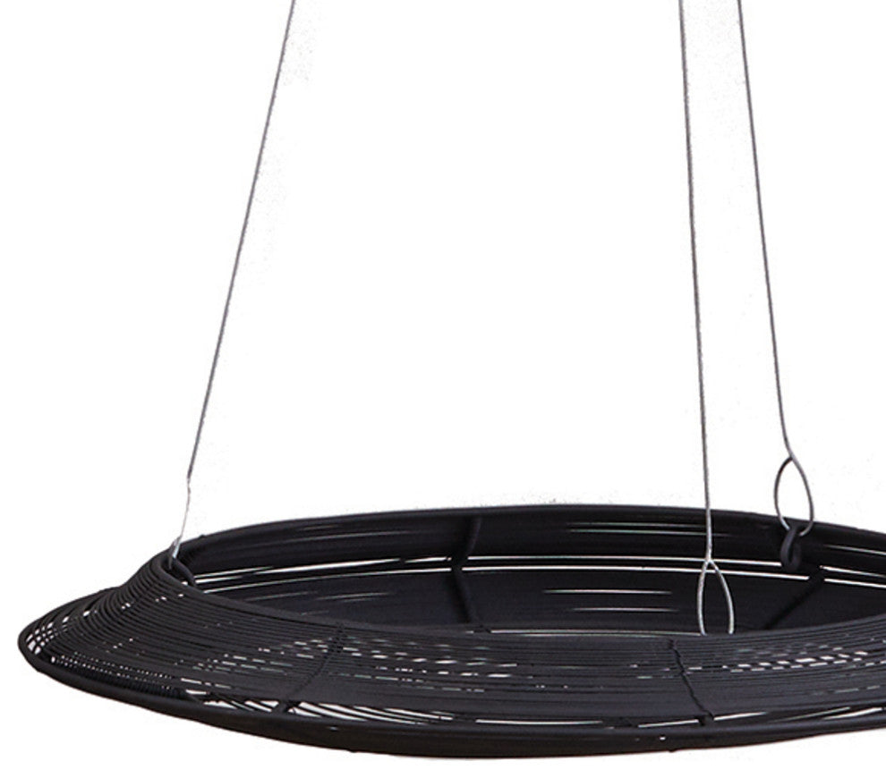 Elegant Set of 2 Minimalist Flat Black Shallow Hanging Baskets Iron Metal Wire