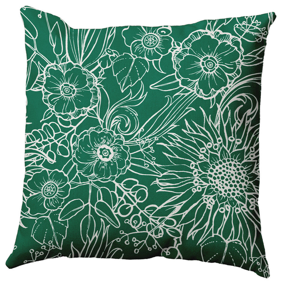 16" x 16" Zentangle Decorative Indoor Pillow, Meadow Green