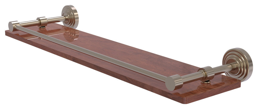 Waverly Place 22" Solid Wood Shelf with Gallery Rail, Antique Pewter